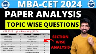 MBA CET Topic wise Weightage 2024  MBA CET Topic Wise Question Asked in Paper [upl. by Sarid212]