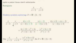 Zapisz w postaci ilorazu dwóch wielomianów [upl. by Nahsed]