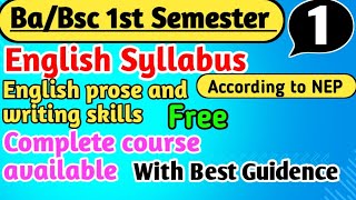 BaBsc 1st Semester English syllabus 2024 English prose and writing skills yourbscguide bsc ba [upl. by Ainsley]