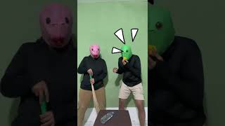 Frog mask bottle flip part 1 challenge funny ngakak lucu comedy [upl. by Ednarb]