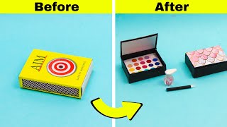 DIY Miniature makeup kit from matchbox  How to make mini makeup kit Craftube4u [upl. by Narih]