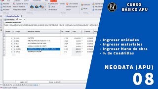 Curso básico de APU con NeodataMano de obra y herramienta menor [upl. by Ruscio689]