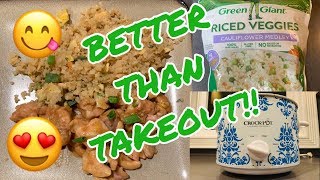 HOMEMADE HEALTHY CHINESE FOOD CROCKPOT CHICKEN amp CASHEWS W CAULIFLOWER FRIED RICE [upl. by Ikkin]