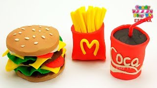 Play Doh Hamburguesa Papas fritas y Cola McDonalds  Aprende Colores Con Play Doh para niños [upl. by Nnyleahs]