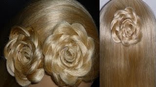 Flower Hair Braid Tutorial Easy Flower Hairstyle for MediumampLong HairPenteados [upl. by Anelliw]