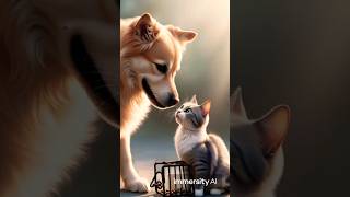 cute dog rescued the poor little cat cat dog kitten ai [upl. by Assiled]