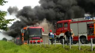 Pożar autobusu Łopoń trasa Polańczyk Bytom [upl. by Shanley870]