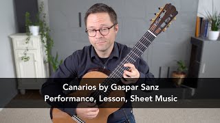 Canarios by Gaspar Sanz and Lesson for Classical Guitar [upl. by Brandea]