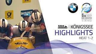 Highlights Heat 12  Lochner leads the battle of the hundredths  BMW IBSF World Championships 2017 [upl. by Yllier]