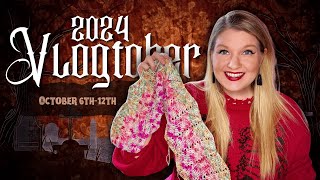 VLOGTOBER 2024 Crochet Beetlejuice Blanket  Whimsy Goth Granny Squares  Worst Witch Knitting [upl. by Kantos]