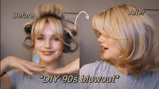 DIY 90s Blowout for Short Hair  Shoulder Length  Tutorial [upl. by Deloris]