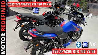 Finally 2023 TVS RTR Apache 160 2V BT E20 Vs TVS RTR Apache 160 2V E20 Std Comparison  All Details [upl. by Pandolfi]