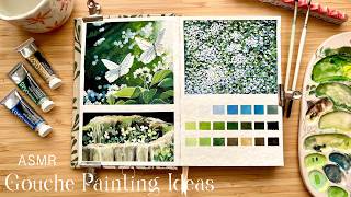 ASMR Painting  Gouache Painting Ideas⎪DIY New Sketchbook 🌿 [upl. by Alithea932]