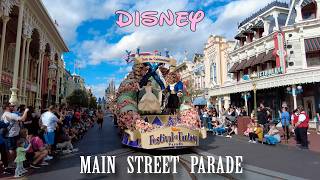 DISNEY Festival of Fantasy Parade  FULL View from Main Street [upl. by Oicnerual591]