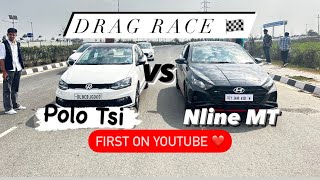 i20 nline manual vs vento tsi drag race  first on youtube 🏁 [upl. by Nasya]