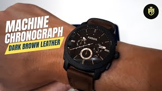 FOSSIL WATCH MACHINE FS5251SET CHRONOGRAPH DARK BROWN LEATHER  UNBOXING [upl. by Alicia]