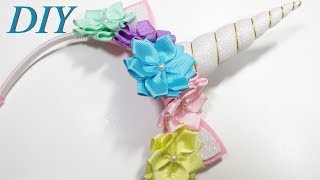 Como Hacer Lazos 🎀 DIY 140 Diadema de Unicornio Tutorial [upl. by Locke]