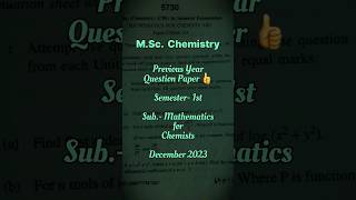 MSc Chemistry 1st Semester Question Paper  Mathematics for Chemist  HPU msc shorts [upl. by Bjorn189]