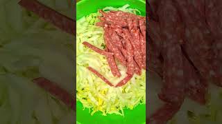 Quick amp Delicious Cabbage Salad with Corn amp Sausage 🤤 5 Minute Recipe shorts cooking [upl. by Htiduy]