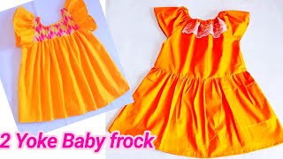 Very Easy and Beautiful 2 Yoke Baby Frock cutting and Stitching Tutorial for 12 year Baby Frock 💖 [upl. by Kurtzig]