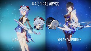 C6 Ganyu Freeze amp C1 Yelan Vaporize  Genshin Impact 44 Spiral Abyss [upl. by Nnylyaj51]