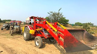 Mahindra Arjun Novo 605 Backhoe Loader Loading Mud Tractor and Trolley Swaraj 735 amp EICHER 368 [upl. by Reinhard153]