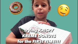 trying KRISPY KREME DONUTS for the FIRST TIME so delicious [upl. by Yeleen549]