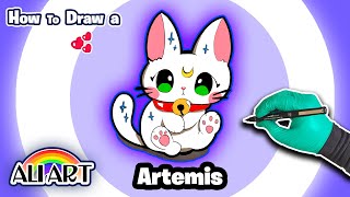 How to Draw Artemis the Cat from Sailor Moon  Learn to Draw step by step [upl. by Hornstein]