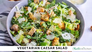 Vegetarian Caesar Salad Recipe with Creamy Homemade Vegetarian Caesar Dressing [upl. by Llenrad873]