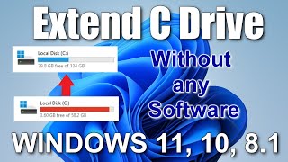 ✨How to Extend C Drive in Windows 111081 Without any SoftwareFix Extend Volume Option Greyed Out [upl. by Malva995]