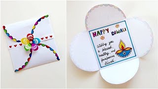 DIY How to make Diwali Greeting card • Handmade Diwali card making idea for school competition 2024 [upl. by Alihet114]