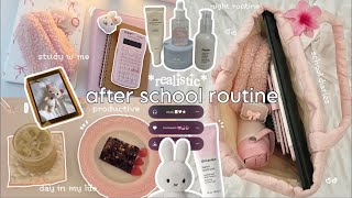 realistic AFTER SCHOOLROUTINE ˚⋆𖦹ᡣ𐭩˚📝🎀 productive homework studying cozy night routine [upl. by Arnelle]