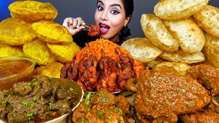 ASMR Eating Spicy Whole Chicken CurryMutton CurryPoori MasalaRice Big Bites ASMR Eating Mukbang [upl. by Avin8]