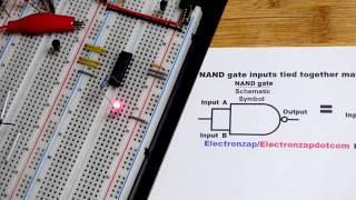 Quick NOT gate made from NAND universal gate demonstration by electronzap electronics [upl. by Yelahc474]