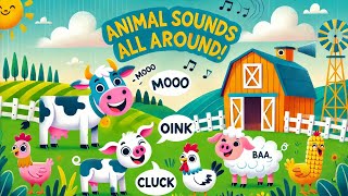 Animals Sounds  All Around 🎶  Kids songs  learning cartoon videos [upl. by Eiramassenav]