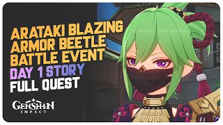 Day 1 Full Story Quest Arataki Blazing Armor Beetle Battle Brawl Event  Genshin Impact 43 [upl. by Delwyn]