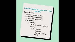 Choosing weight Calculating creatinine clearance NAPLEX Tips naplex pharmasist pharmacy [upl. by Atilamrac]