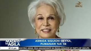 Armida Siguion Reyna pumanaw na 88 [upl. by Perot]