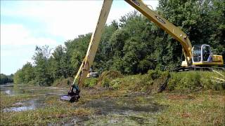 Long Reach Excavator Dredging Canal [upl. by Yaral]