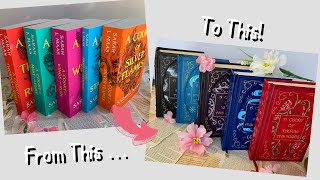 REBINDING The ACOTAR series by Sarah J Maas Into LEATHER Bound Books DIY Bookbinding [upl. by Salena]