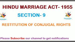 Hindu marriage Act 1955  Restitution of conjugal rights section 9 [upl. by Kyl]