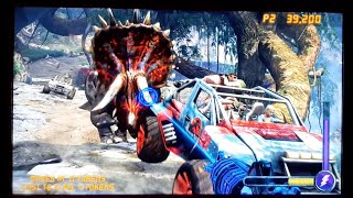 Jurassic Park Arcade Dinosaur Shooting Game Level 1 Triceratops takedown [upl. by Oelc573]