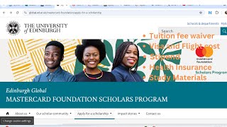 MASTERCARD FOUNDATION SCHOLARSHIP UNIVERSITY OF EDINBURGH  APPLY NOW [upl. by Nerad663]