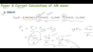 Power amp Current Calculations for AM Wave DSBFC DSBSC SSBSC amp VSBSC [upl. by Fenella]