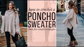 How to Crochet a Stylish Poncho from 5 Simple Rectangles  StepbyStep Tutorial for Beginners [upl. by Fiore946]