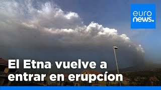 La nueva erupción volcánica del Etna interrumpe los vuelos en el aeropuerto internacional de C… [upl. by Elhsa]