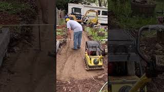 Prepping to build a paver sidewalk landscape miniexcavator buggy diy [upl. by Riada]