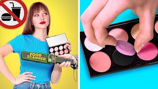 HOW TO SNEAK FOOD  When Food is Your BFF Cool Hacks to Sneak Makeup and Candies by 123 GO Series [upl. by Solenne174]