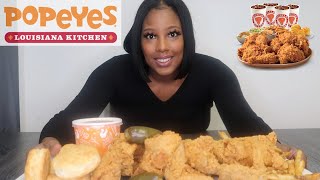 Popeyes chicken Mukbang  Popeyes New homestyle Mac amp cheese review [upl. by Selegna]