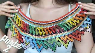 TUTORIAL COLLAR EN MOSTACILLA  BEADED NECKLACE part 2 with ENGL subtitles [upl. by Enaasiali]